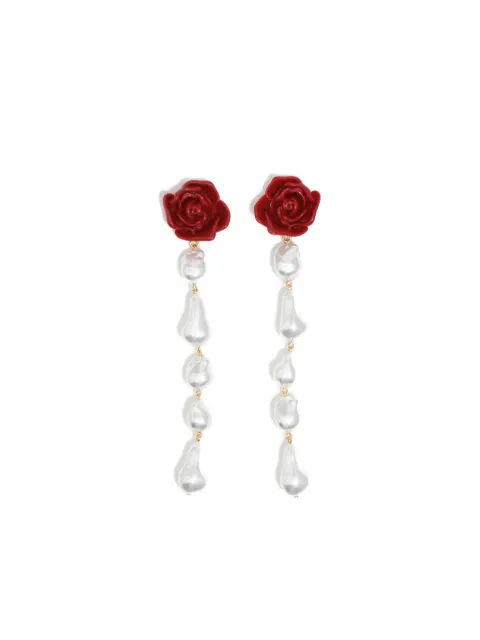 Bimba y Lola rose faux-pearl drop earrings