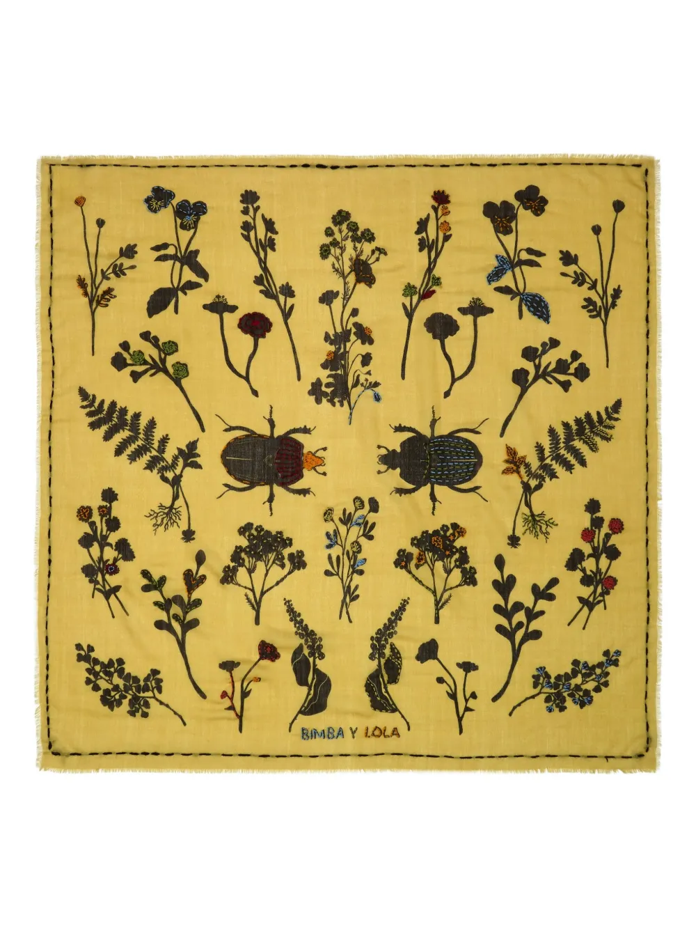 Bimba y Lola Foulard con stampa fiori e scarabeo - Giallo