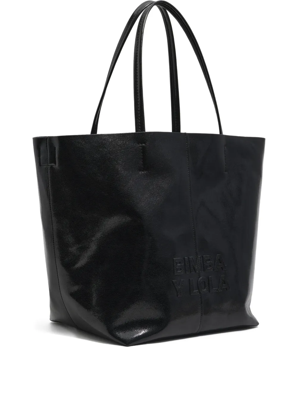 Bimba y Lola Borsa tote in pelle con logo - Nero
