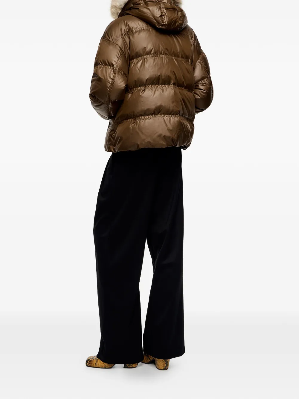 Bimba Y Lola Logo Hooded Puffer Jacket In Brown