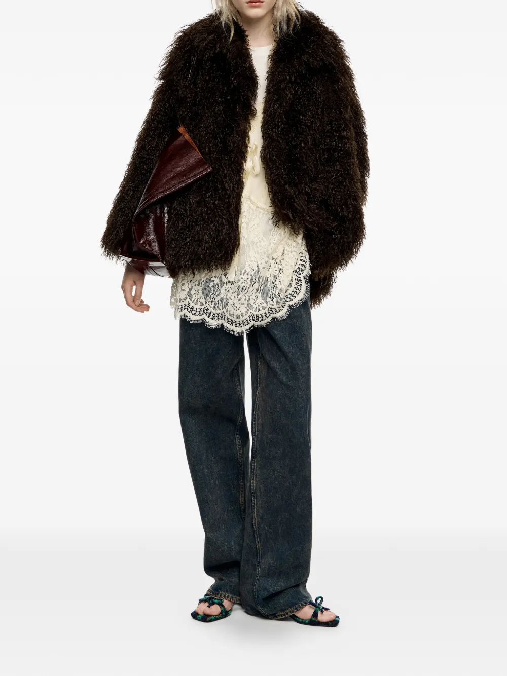 Bimba Y Lola Faux-fur Jacket In Brown