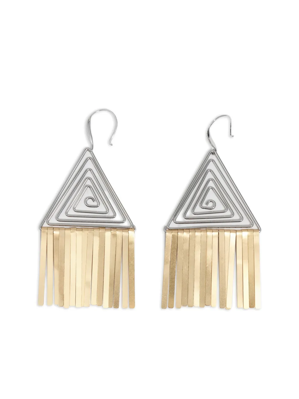 Bimba y Lola aretes triangulares con flecos | plateado | Image 1