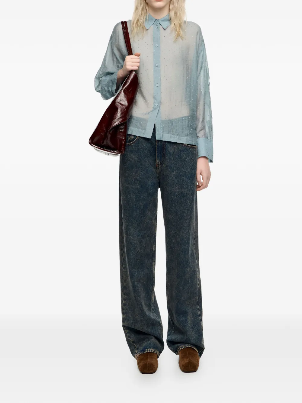 Bimba y Lola Blouse verfraaid met knopen - Blauw