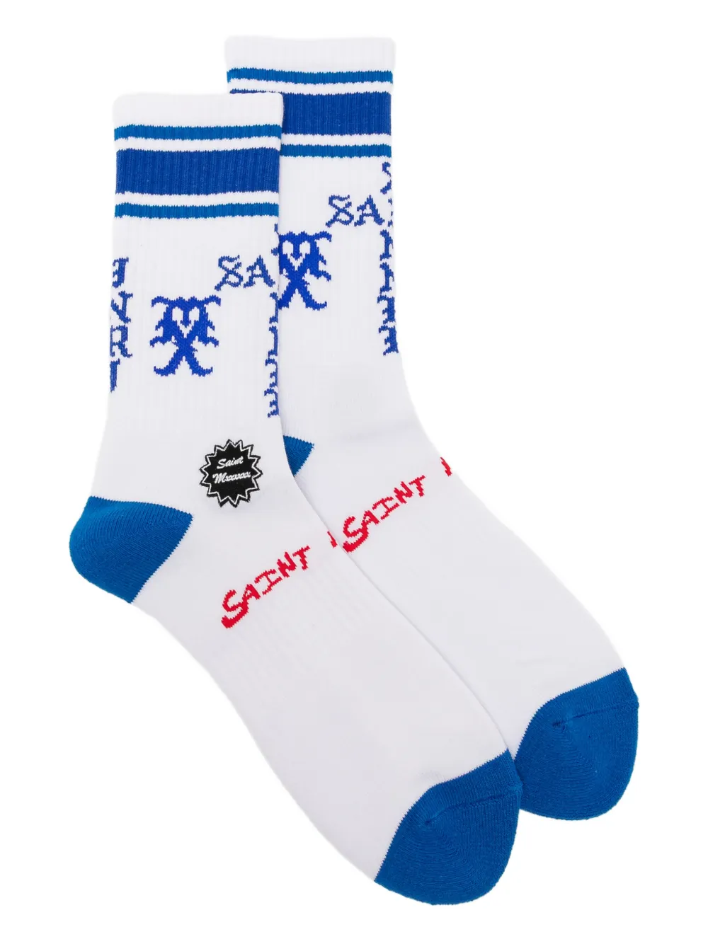 SAINT MXXXXXX striped logo-embroidered socks - Bianco