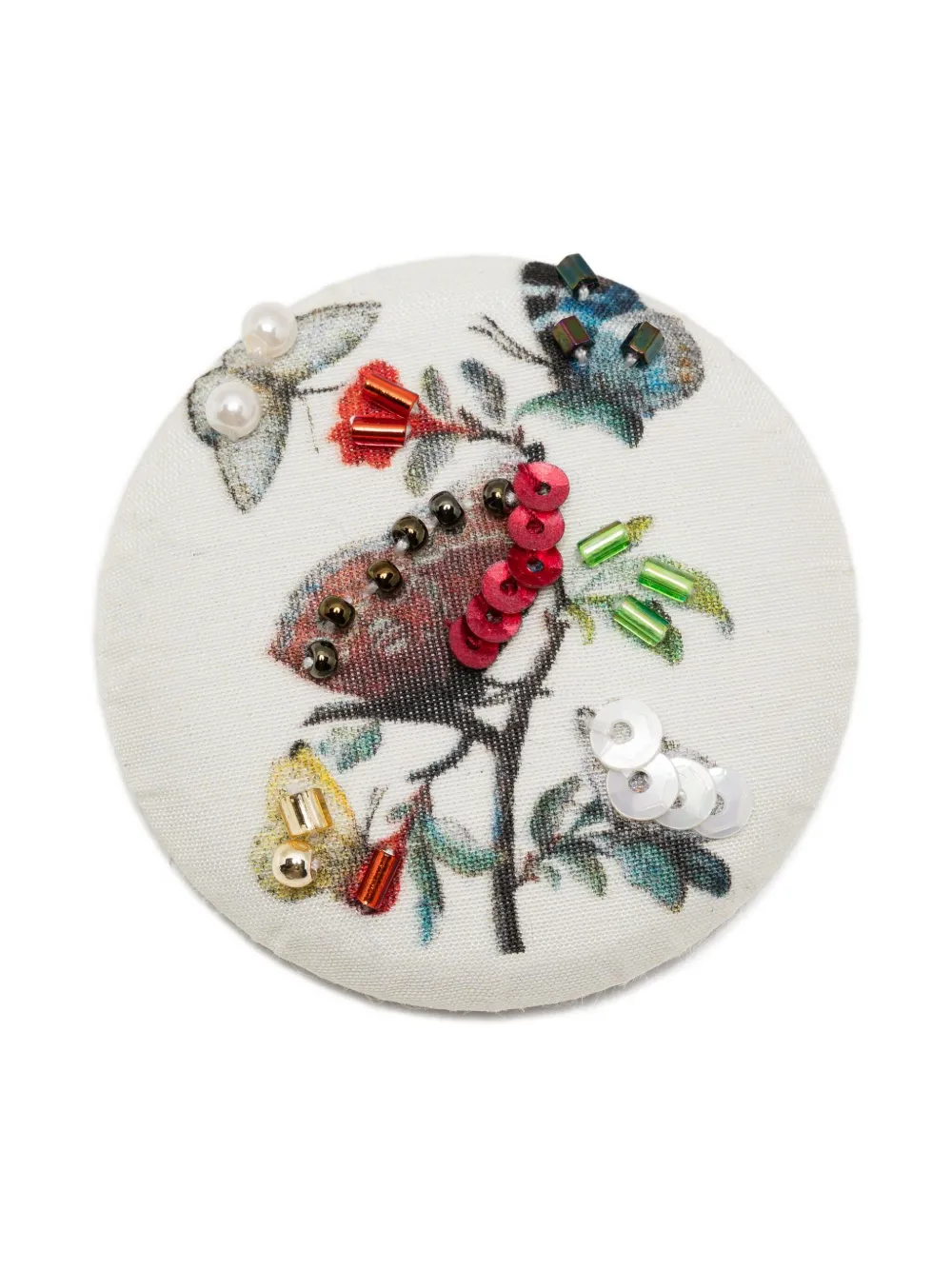 Undercover Floral Beaded Brooch In Brown