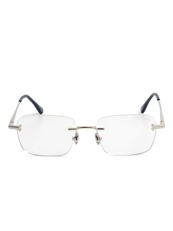 TOM FORD Eyewear スクエアメガネフレーム | シルバートーン | FARFETCH JP
