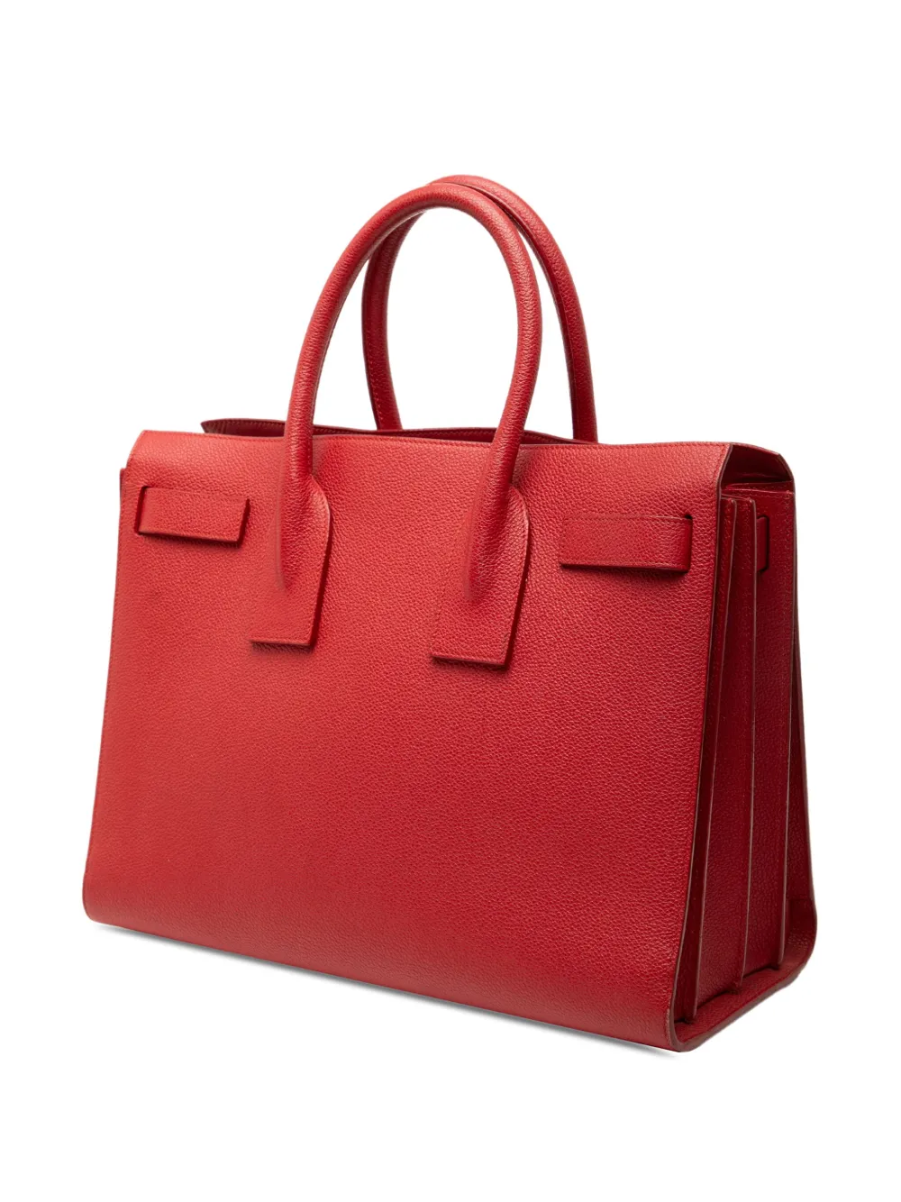 Pre-owned Saint Laurent 2015 Small Leather Sac De Jour Satchel In Red