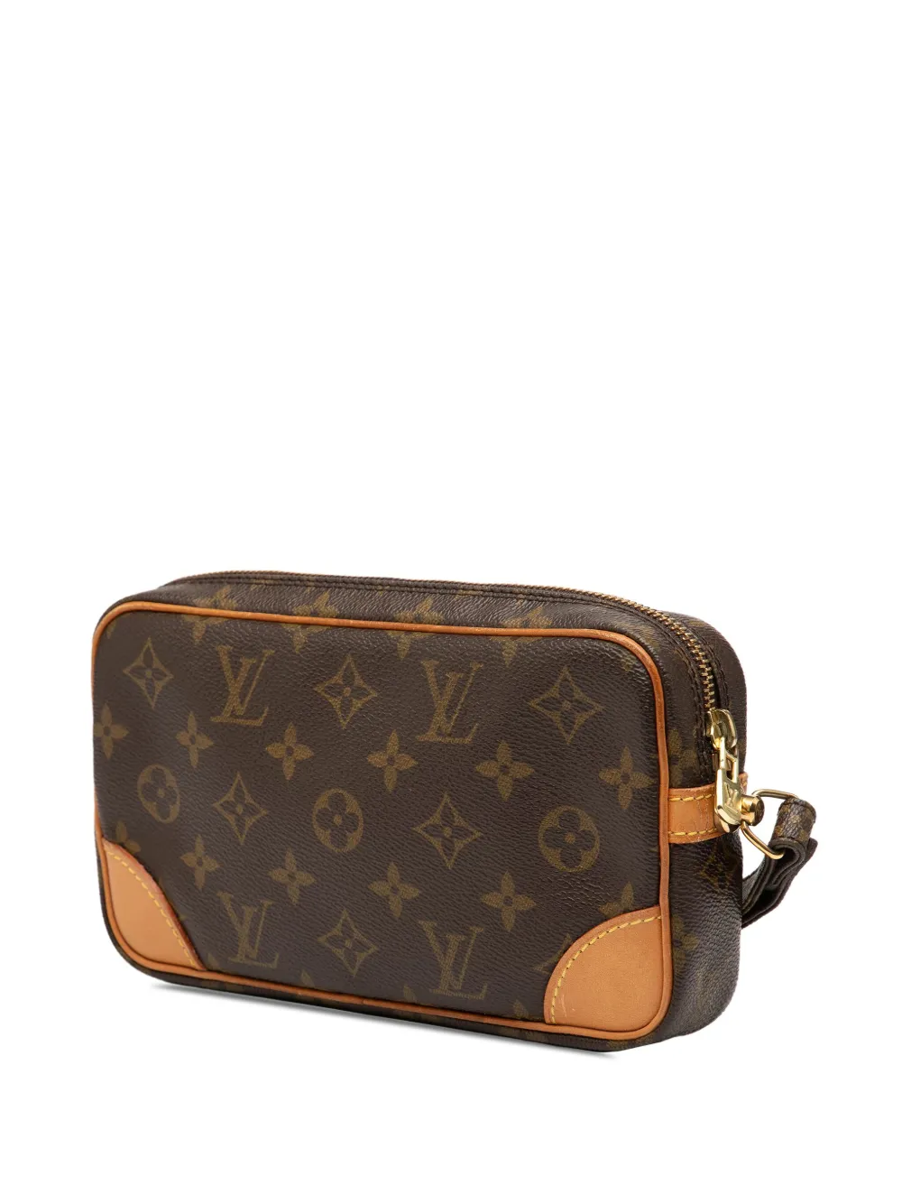 Pre-owned Louis Vuitton 1994 Monogram Marly Dragonne Pm Clutch Bag In Brown