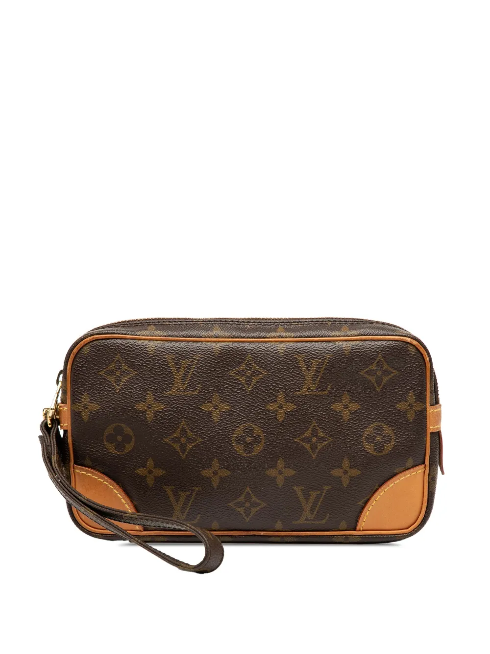 Pre-owned Louis Vuitton 1994 Monogram Marly Dragonne Pm Clutch Bag In Brown