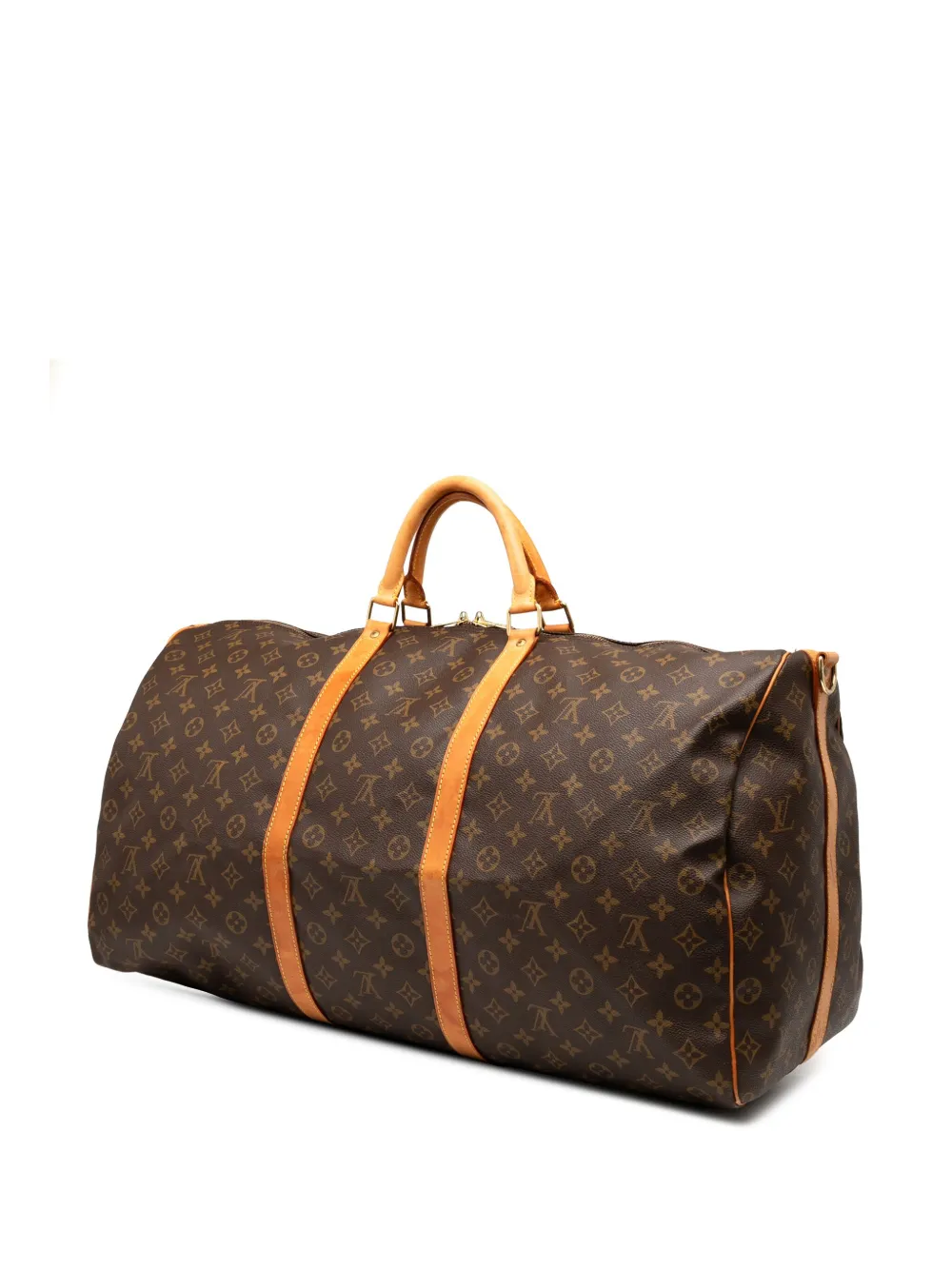 Pre-owned Louis Vuitton 1995 Monogram Keepall Bandouliere 60 Travel Bag In Brown