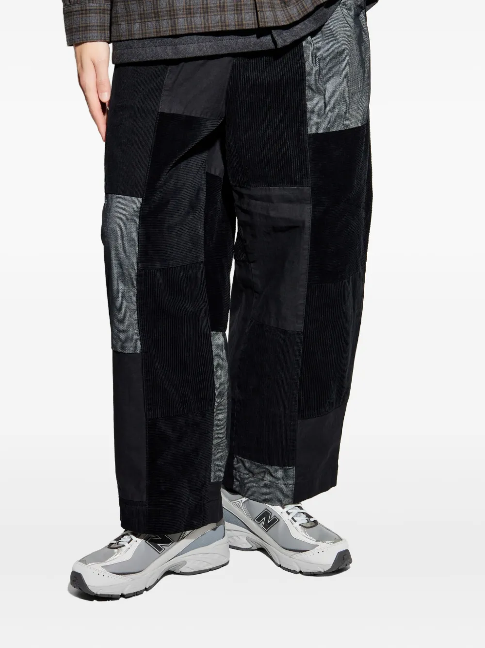 Comme des Garçons Homme Plus Ribfluwelen broek met patchwork Zwart
