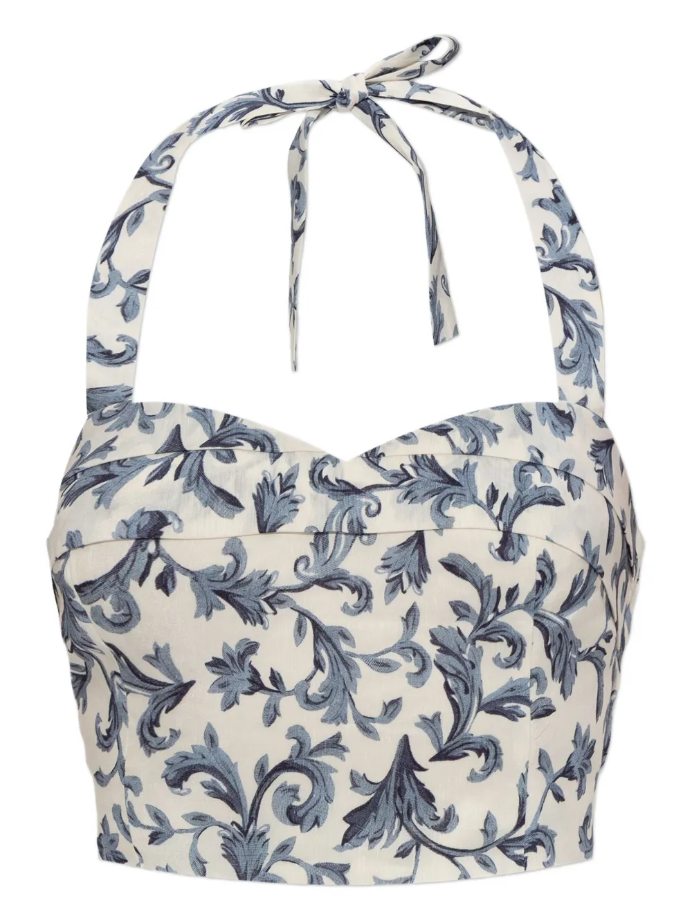 Posse Rue halterneck baroque-print top - Bianco