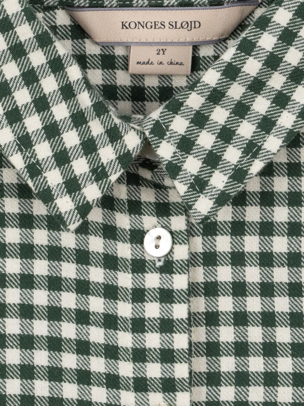 Konges Sløjd Geruit shirt met geborduurd logo Groen