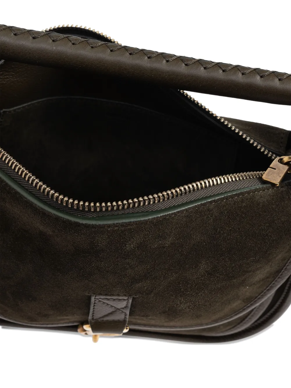 Burberry B Clip kleine leren shopper met geruit bandje Groen