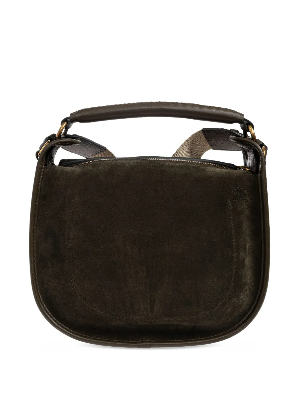 Burberry B Clip kleine leren shopper met geruit bandje Groen