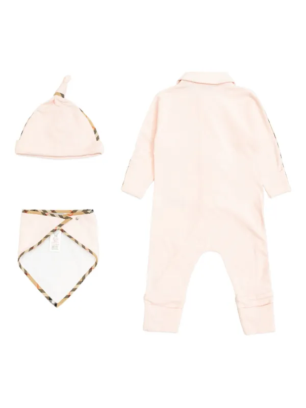 Burberry Kids check-detail Babygrow Set | Pink | FARFETCH