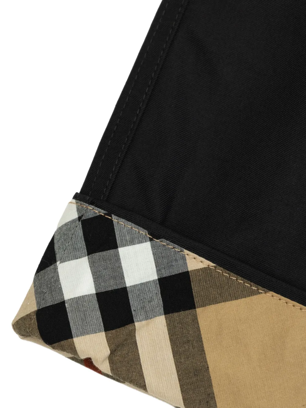 Burberry Childrens Check Turn-up Cotton Trousers In Black