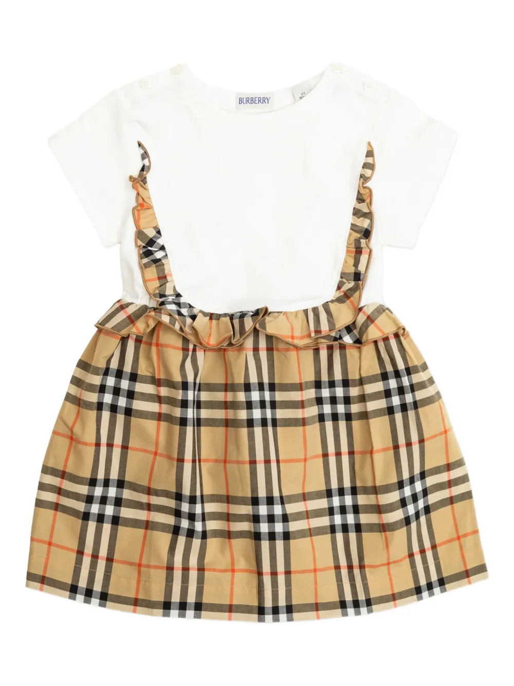 Burberry Kids short-sleeve check dress - White
