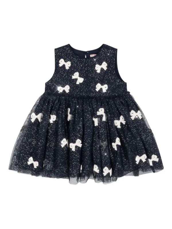 【新品】Konges Sløjd リボン　スパンコール　ワンピース　ドレス Konges Sløjd スパンコールリボン ワンピース | ブルー | FARFETCH JP