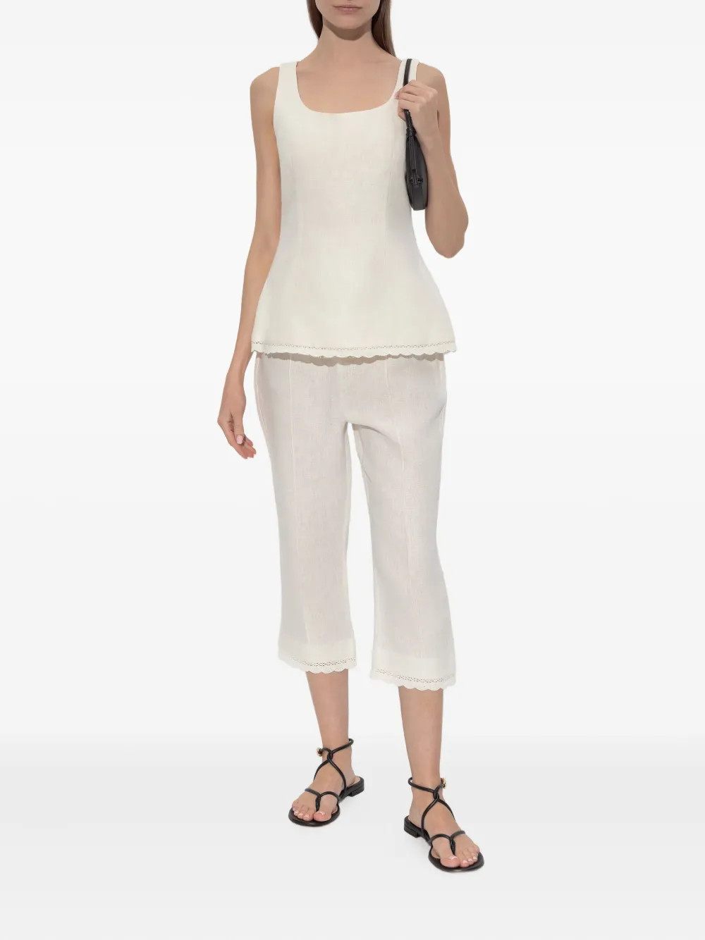 Posse Effi broek met kanten afwerking - Beige