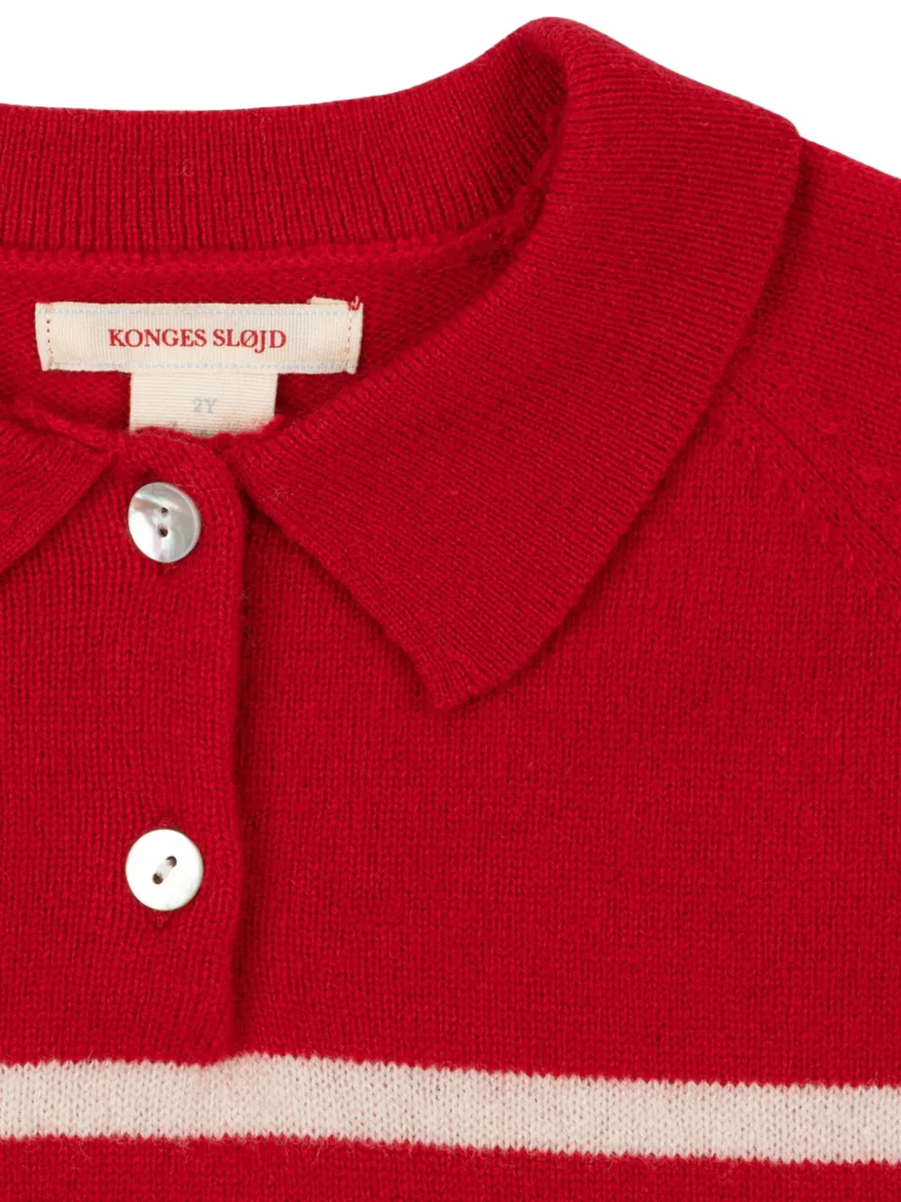 Konges Sløjd Gestreept poloshirt met knoopsluiting Rood
