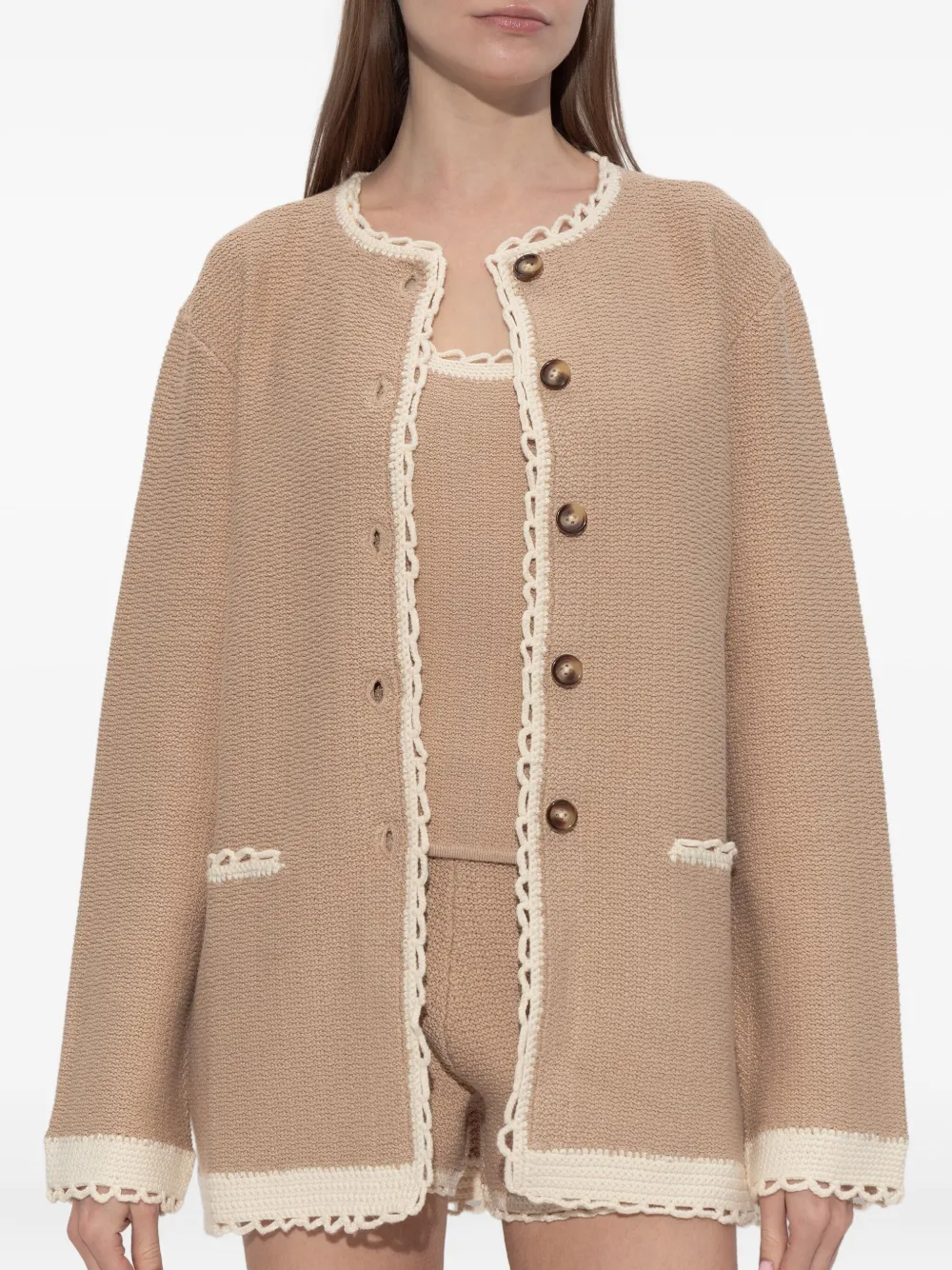 Posse Willow Buttoned Cardigan In Neutral