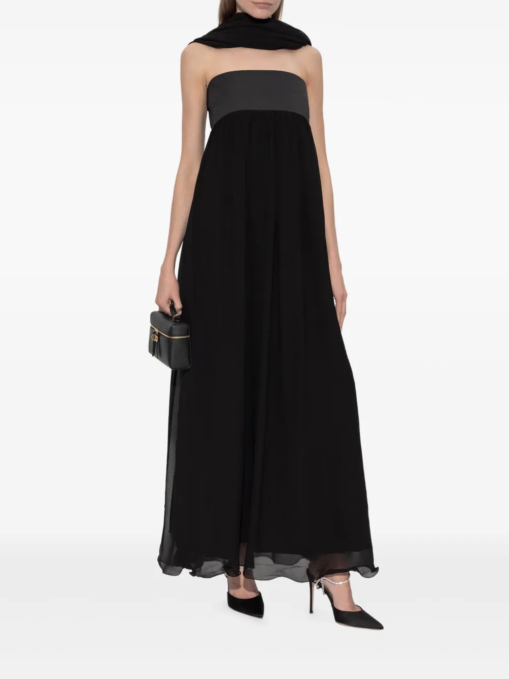 Posse Solene strapless maxi-jurk - Zwart