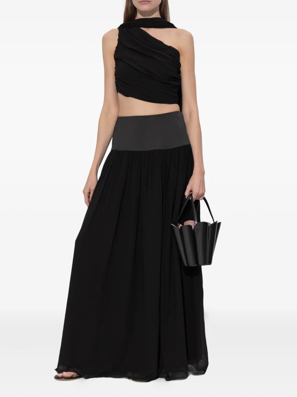 Posse Solene Gathered Maxi Skirt In Black