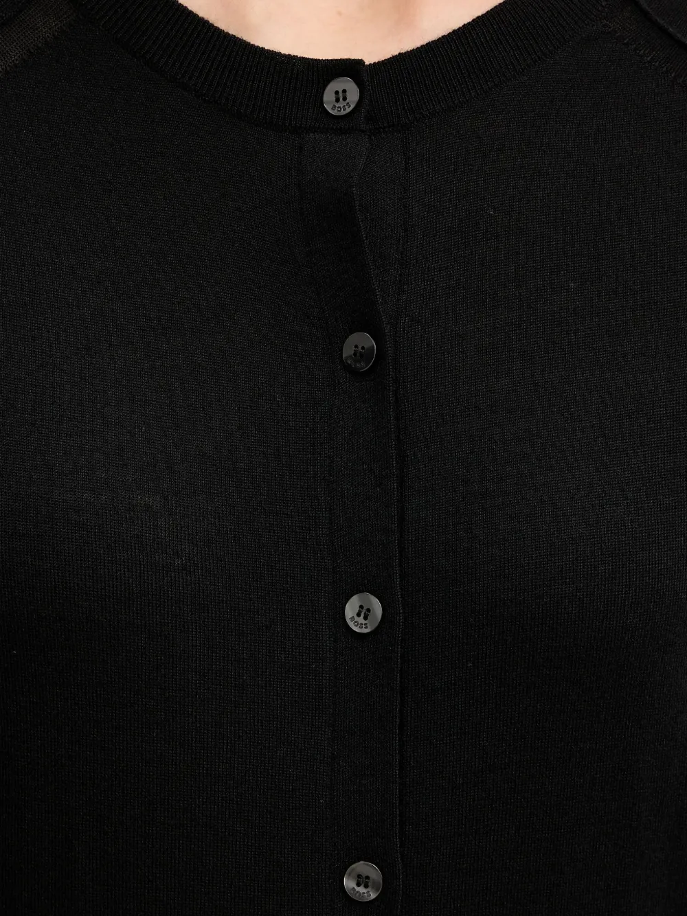 Hugo Boss Buttoned Long-sleeves Cardigan In Black