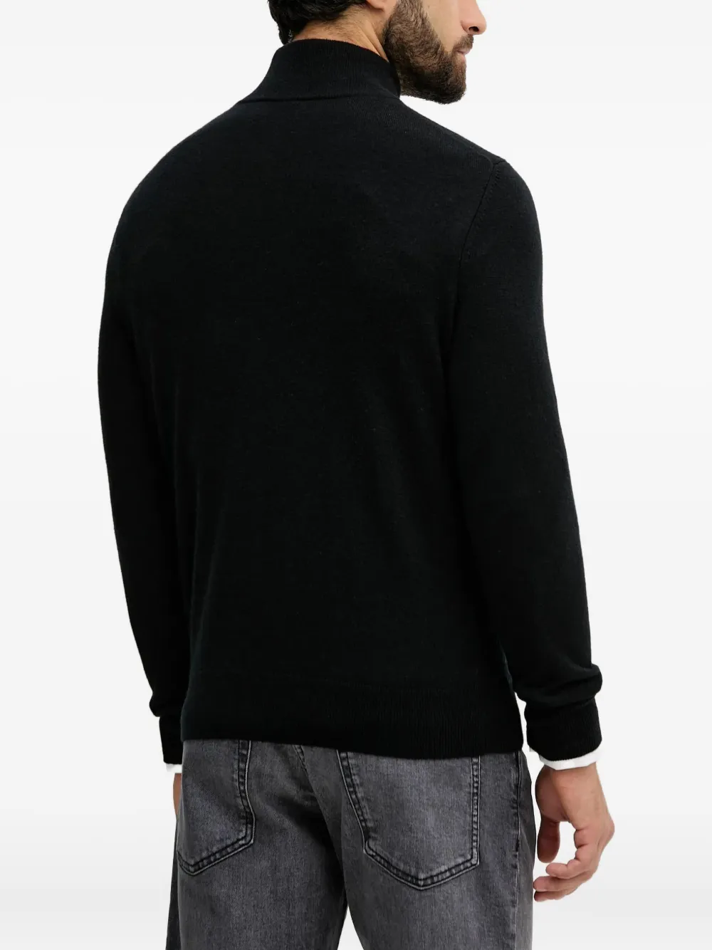 BOSS Trui met hoge hals en rits Zwart