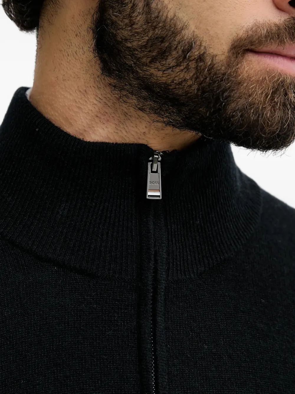 BOSS Trui met hoge hals en rits Zwart