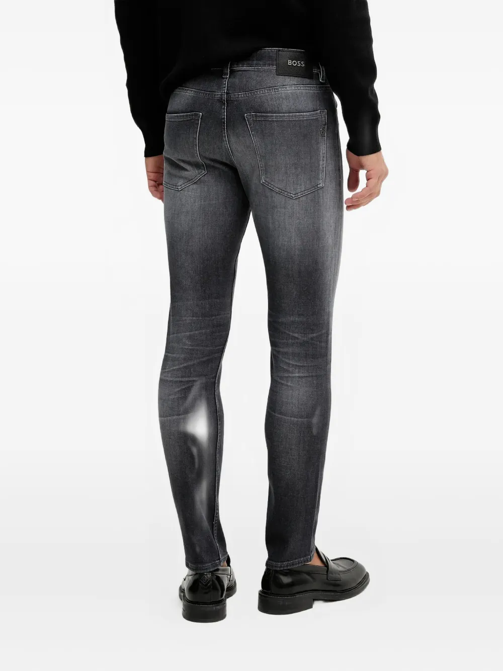 Hugo Boss Logo-patch Jeans In Gray