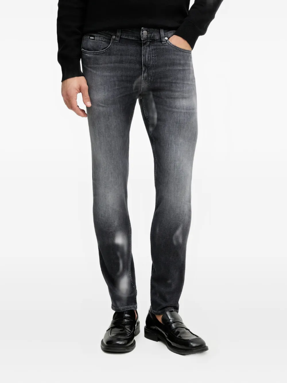 Hugo Boss Logo-patch Jeans In Gray