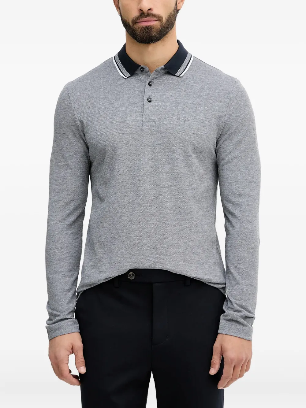 BOSS long-sleeve polo shirt - Blu