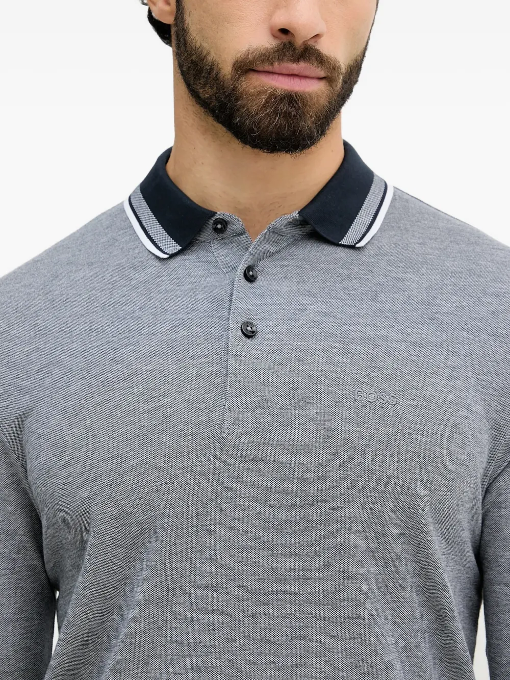BOSS Poloshirt met lange mouwen Blauw