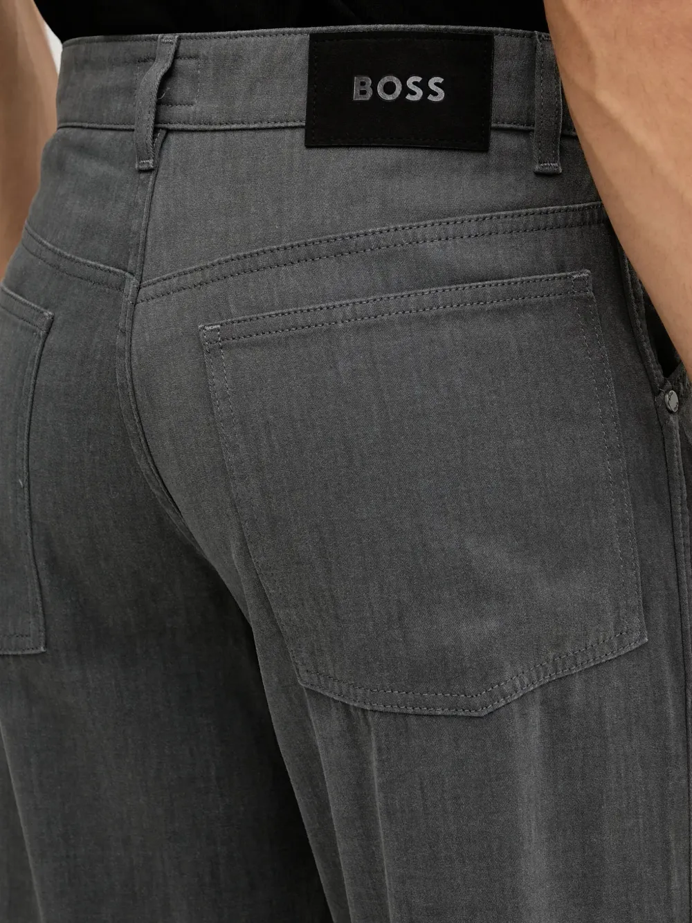 Hugo Boss Logo-patch Jeans In Gray