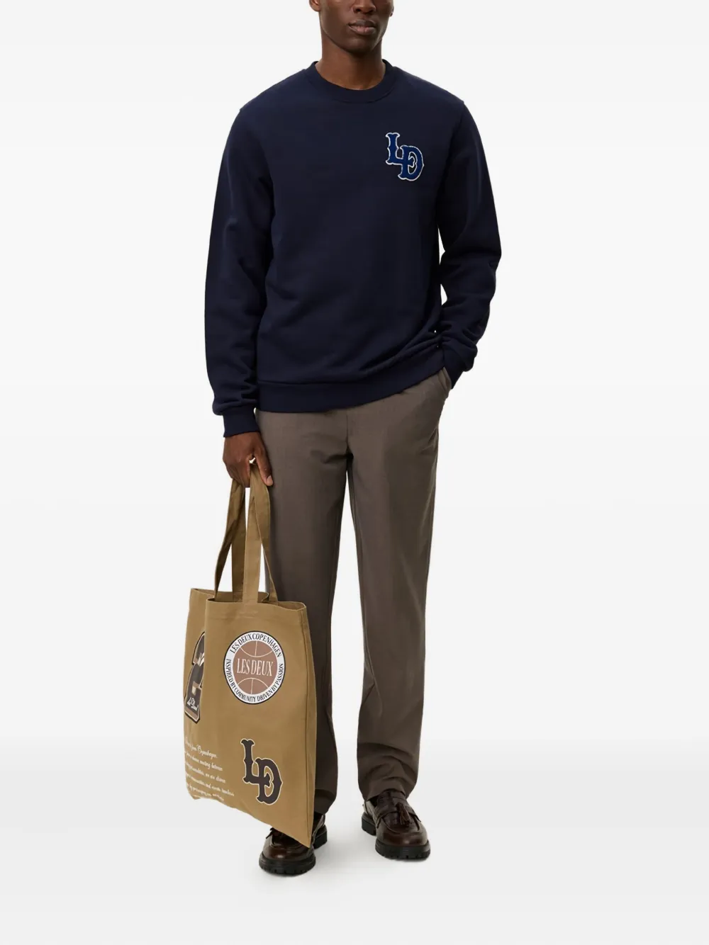 Les Deux Brady gebreide sweater met patch - Blauw