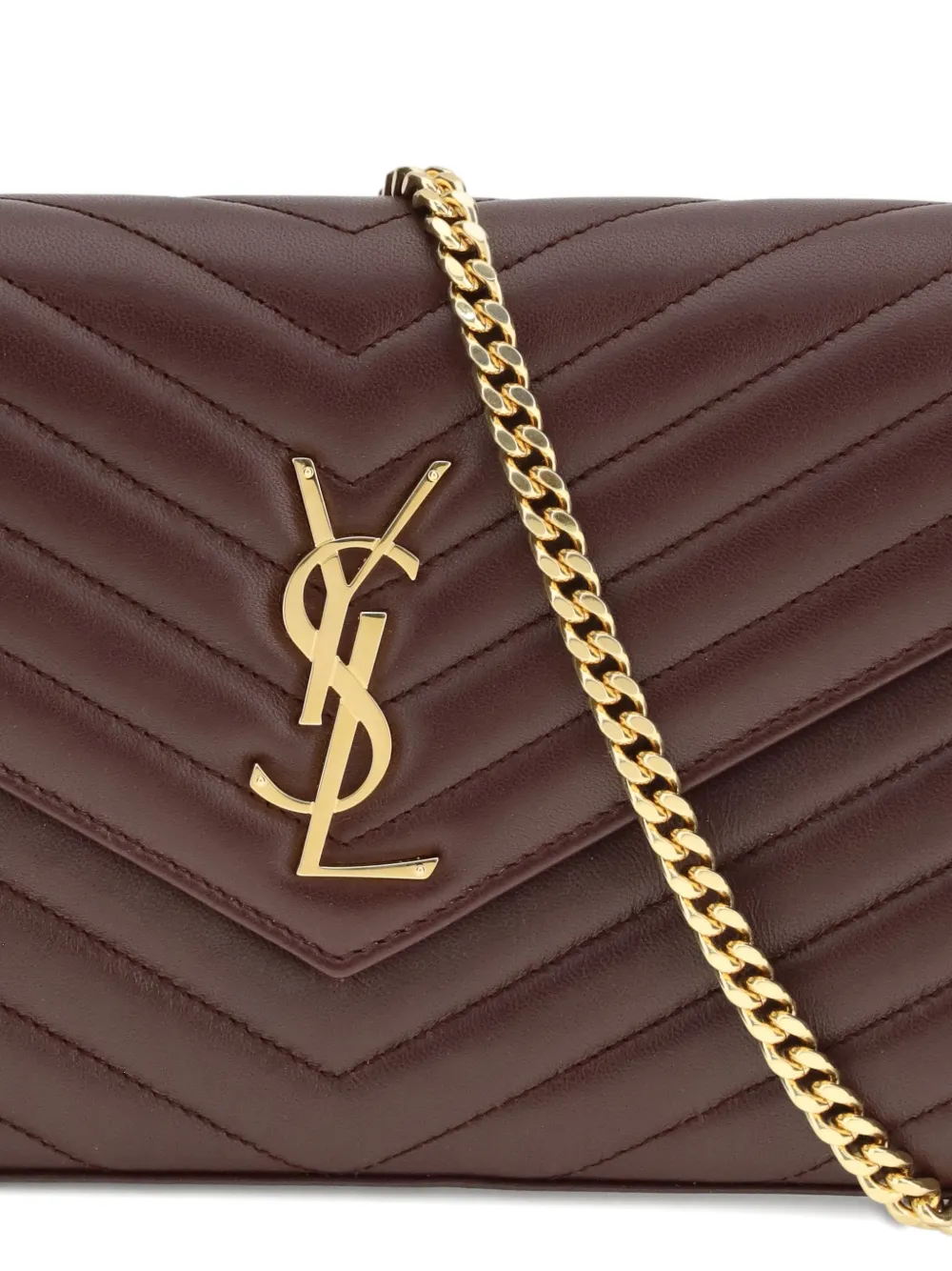 Saint Laurent Cassandre Chevron Logo Shoulder Bag In Brown