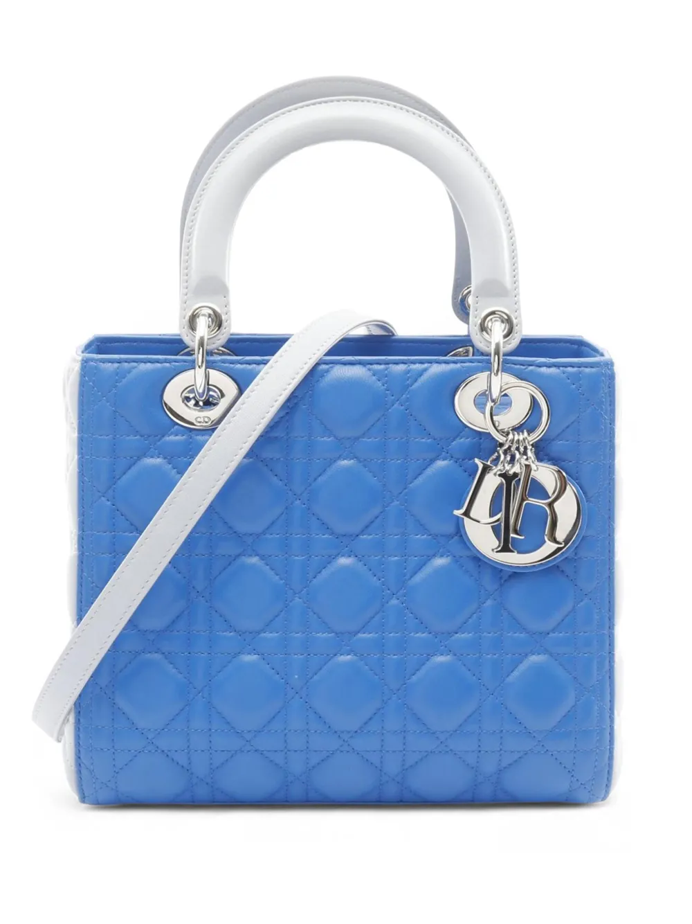 Christian Dior Pre-Owned 2010-2025 ミディアム バイカラー ラムスキン カナージュ レディ ディオール Christian Dior Pre-Owned 2010-2025 ミディアム バイカラー ラムスキン カナージュ レディ ディオール