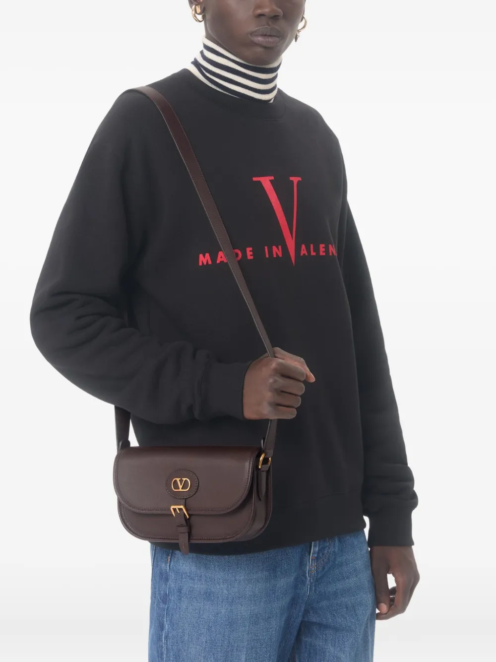 Valentino Garavani Antibes kleine leren schoudertas - Bruin