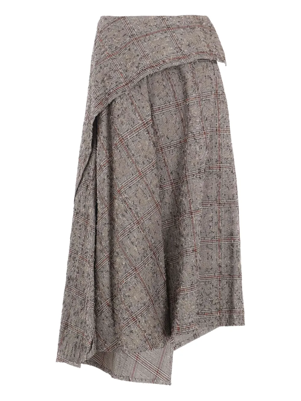 Y's check asymmetric midi skirt | Neutrals | Image 1