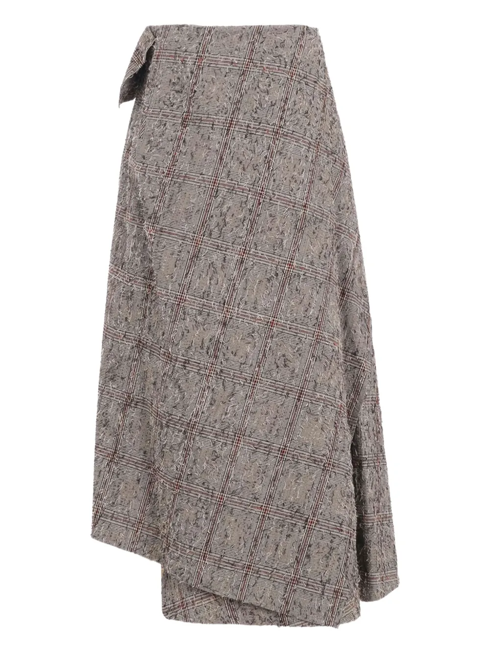 Y's check asymmetric midi skirt - Beige