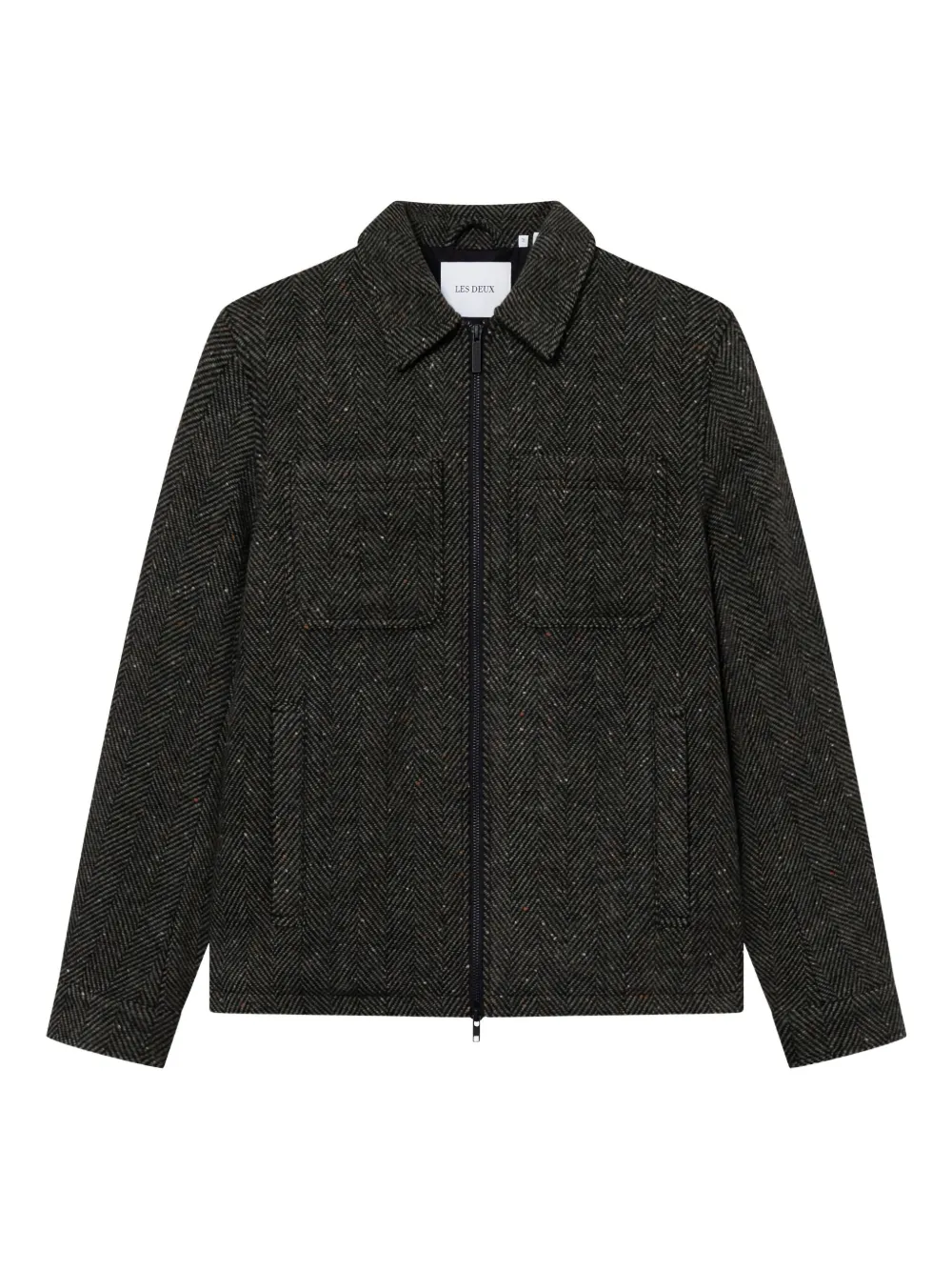 Les Deux Marseille herringbone wool overshirt | Green | Image 1