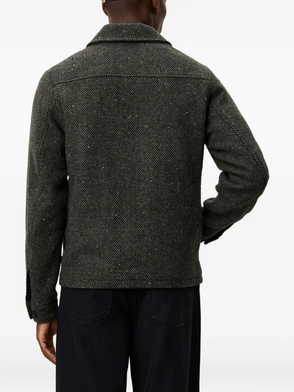 Les Deux Marseille wollen jack met visgraatpatroon Groen