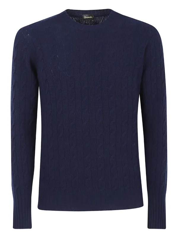 Drumohr Cable-knit Cashmere Sweater in Blue