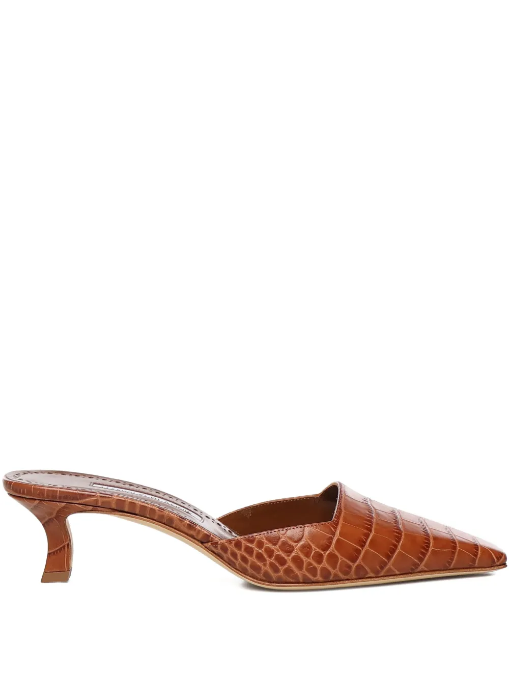Manolo Blahnik Crocodile-embossed Mules In Multi