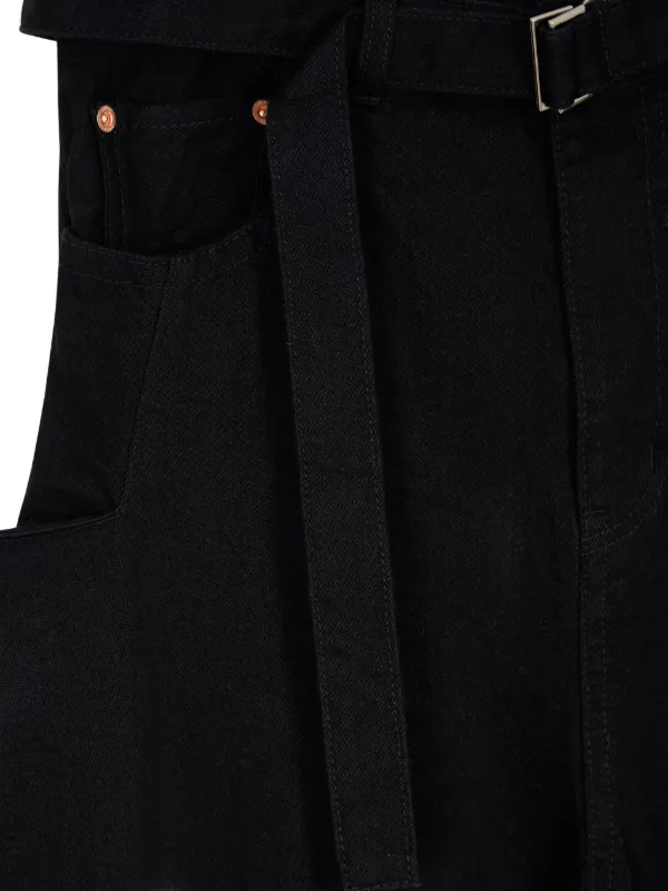 Sacai ベルテッド デニムスカート | ブラック | FARFETCH JP