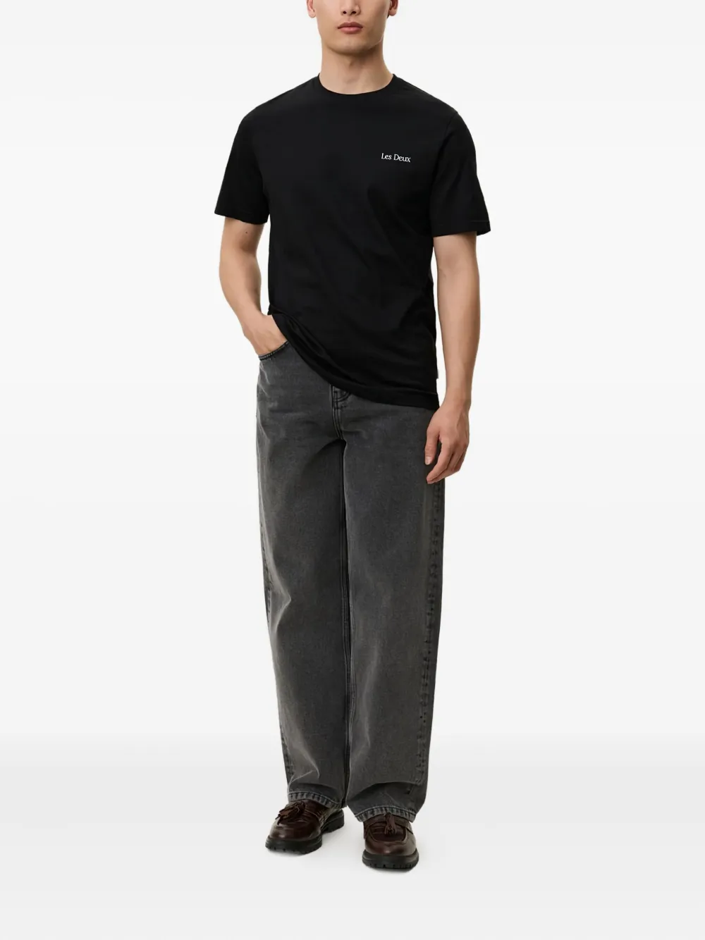 Les Deux Flowermarket Brady Polo Shirt In Black