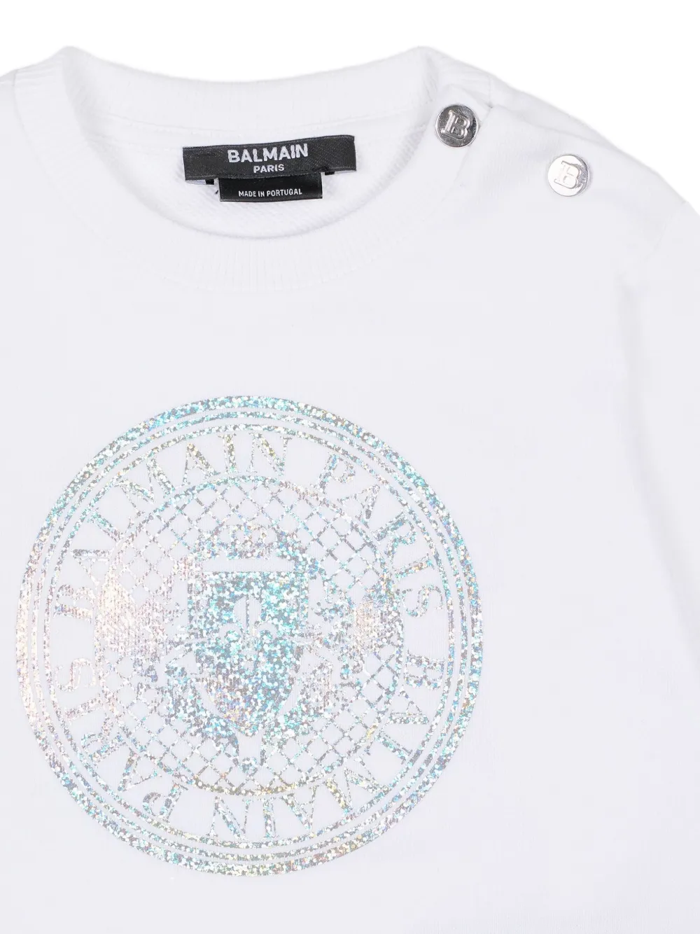 Balmain Round-neck Graphic Baby Sweatshirt In White