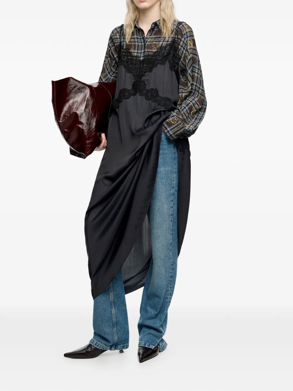 Bimba y Lola Geruit blouse - Bruin